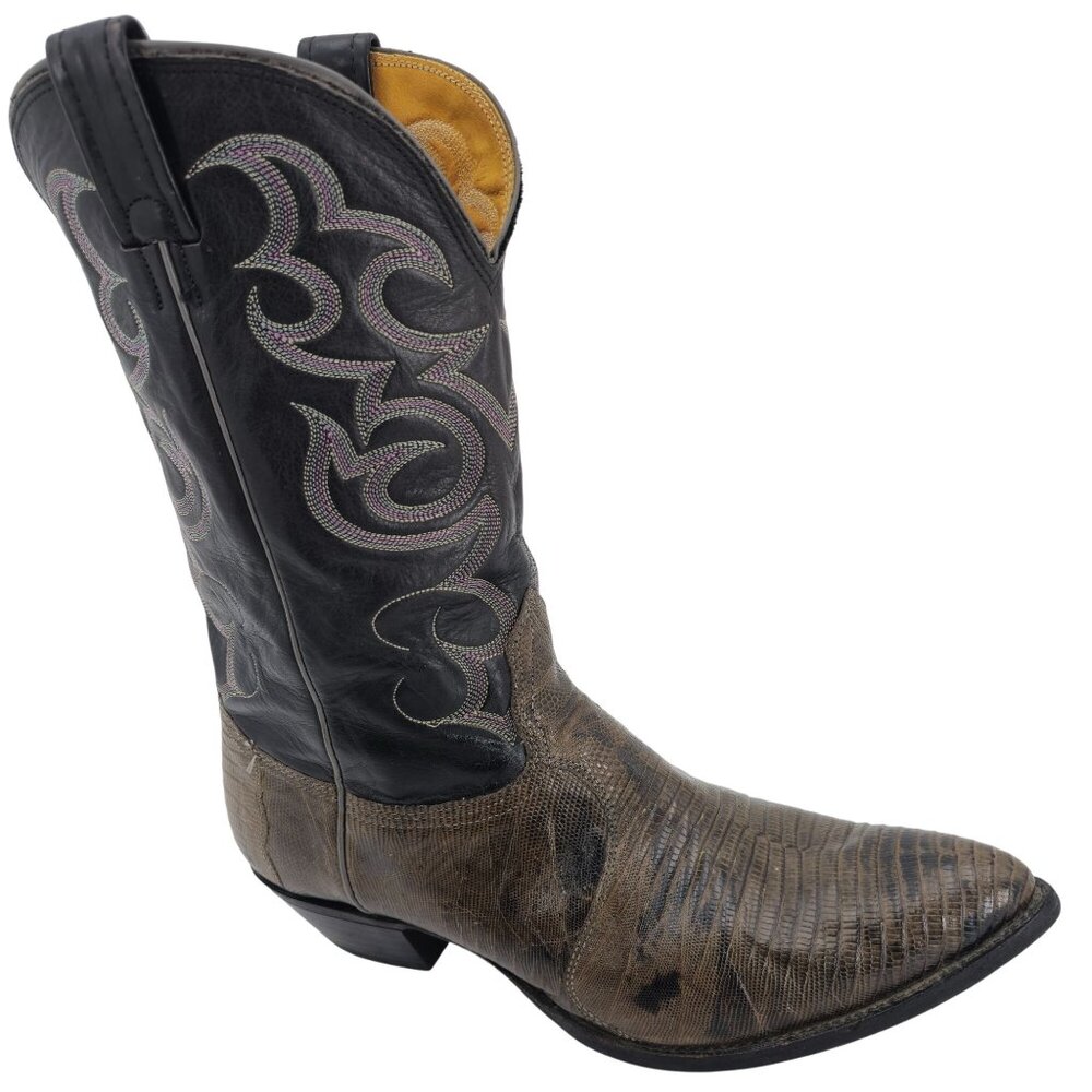 Vintage Nocona Mens Size 12D Lizard Teju Exotic Leather Cowboy Western Boots USA